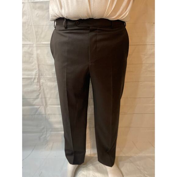 ZANELLA Todd 100% Wool Gray Flat Front Dress Pants 36-37 x 28.5 Italian Made EUC - Picture 1 of 8